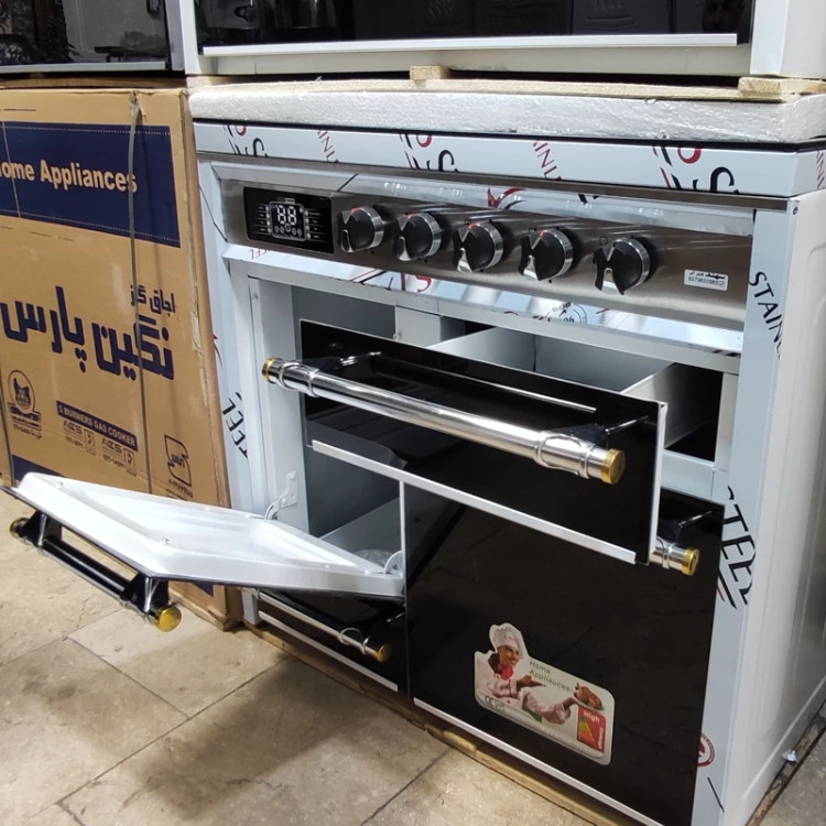 اجاق گاز نما استیل دوکشو دودرب نماد دیجیتال